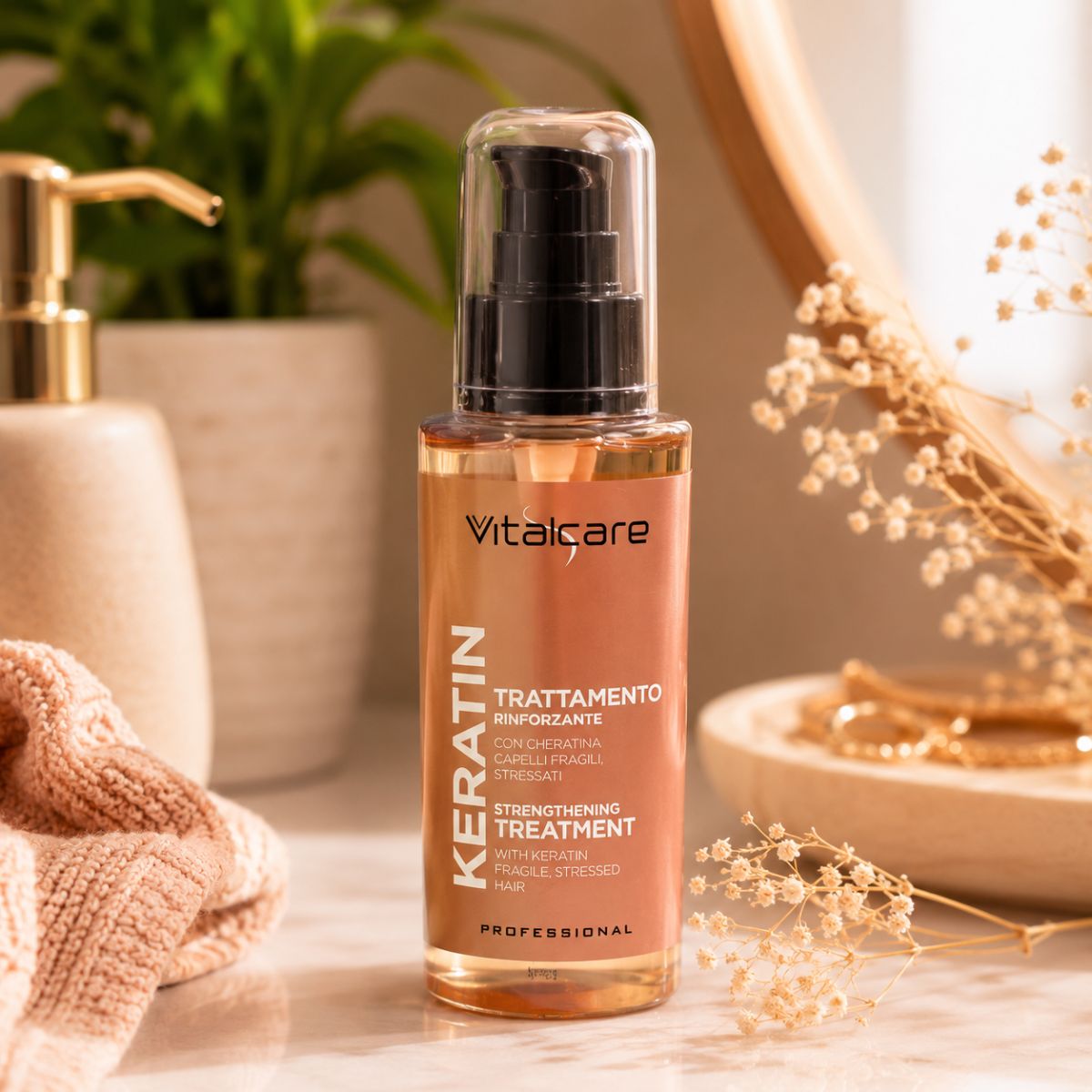 VITALCARE PROFESSIONAL KERATIN TRATTAMENTO RINFORZANTE - Con Cheratina 100ml - Liquidò