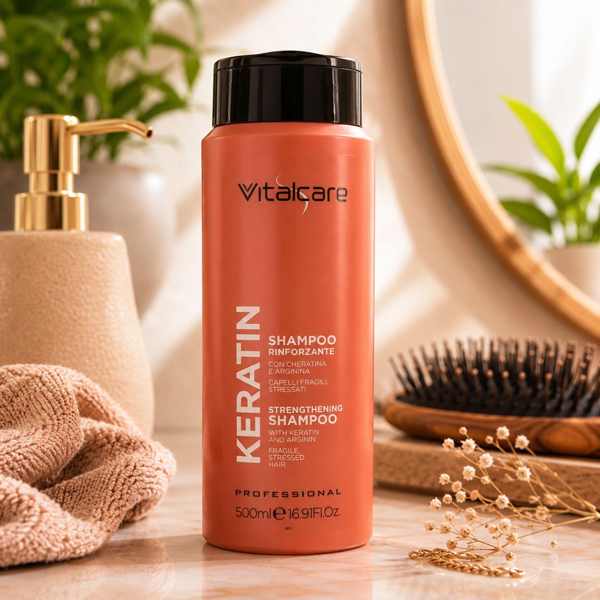 VITALCARE PROFESSIONAL KERATIN SHAMPOO RINFORZANTE - Con Cheratina e Arginina 500ml - Liquidò