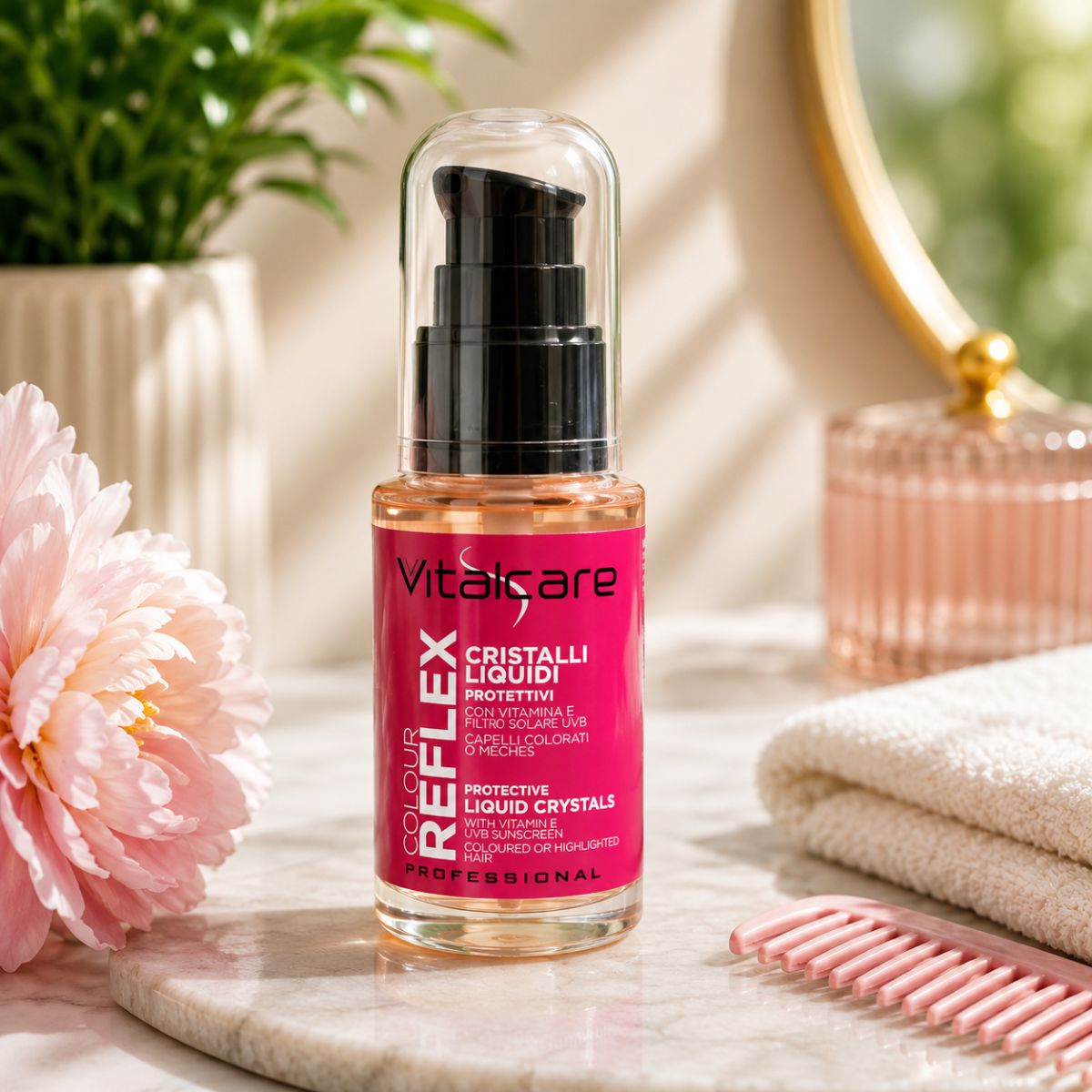 VITALCARE PROFESSIONAL COLOR REFLEX CRISTALLI LIQUIDI PROTETTIVI - Con Vitamina E, Filtri Solari UVB 50ml - Liquidò