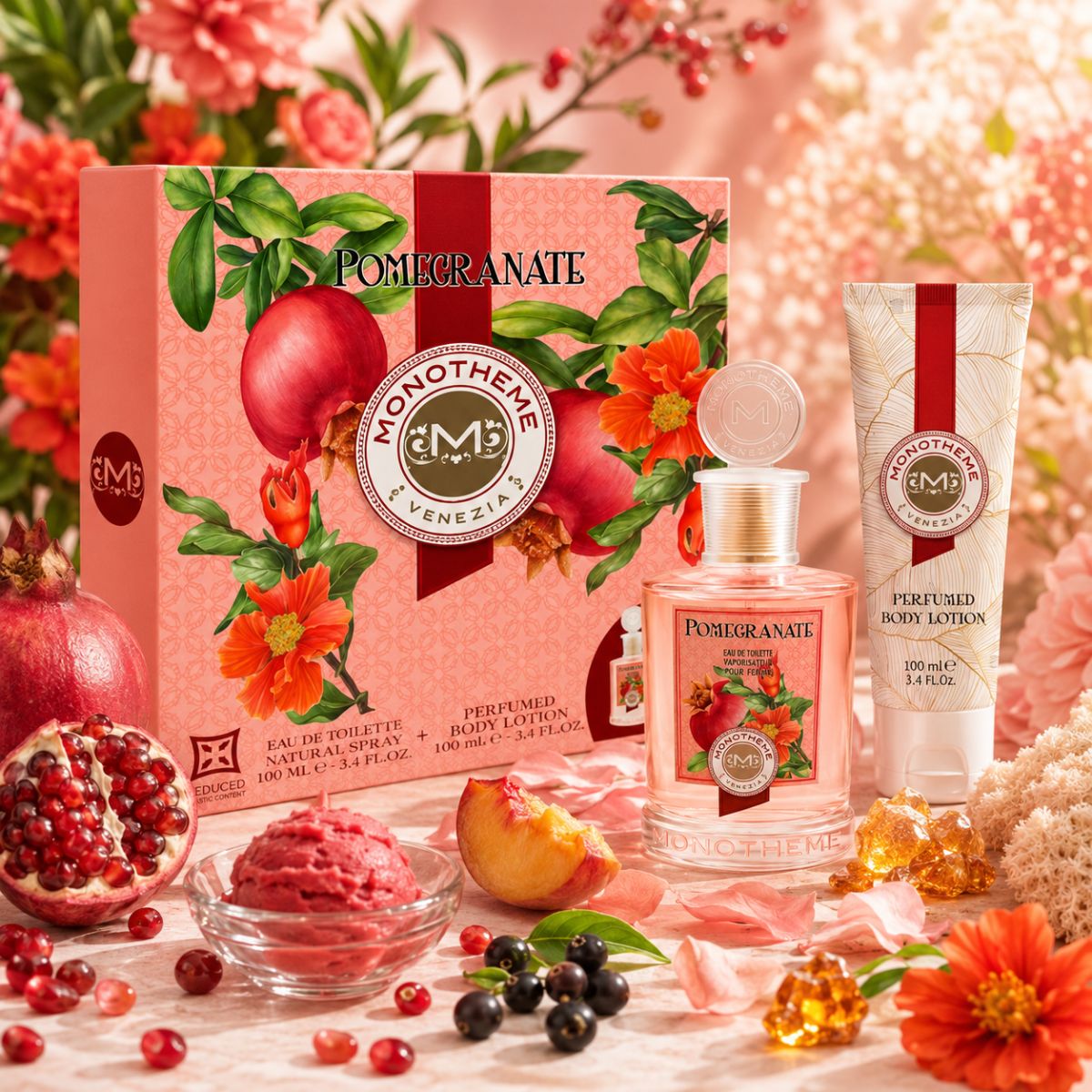 MONOTHEME VENEZIA POMEGRANATE COFANETTO REGALO - Eau de Toilette 100 ml + Body Lotion 100ml - Liquidò