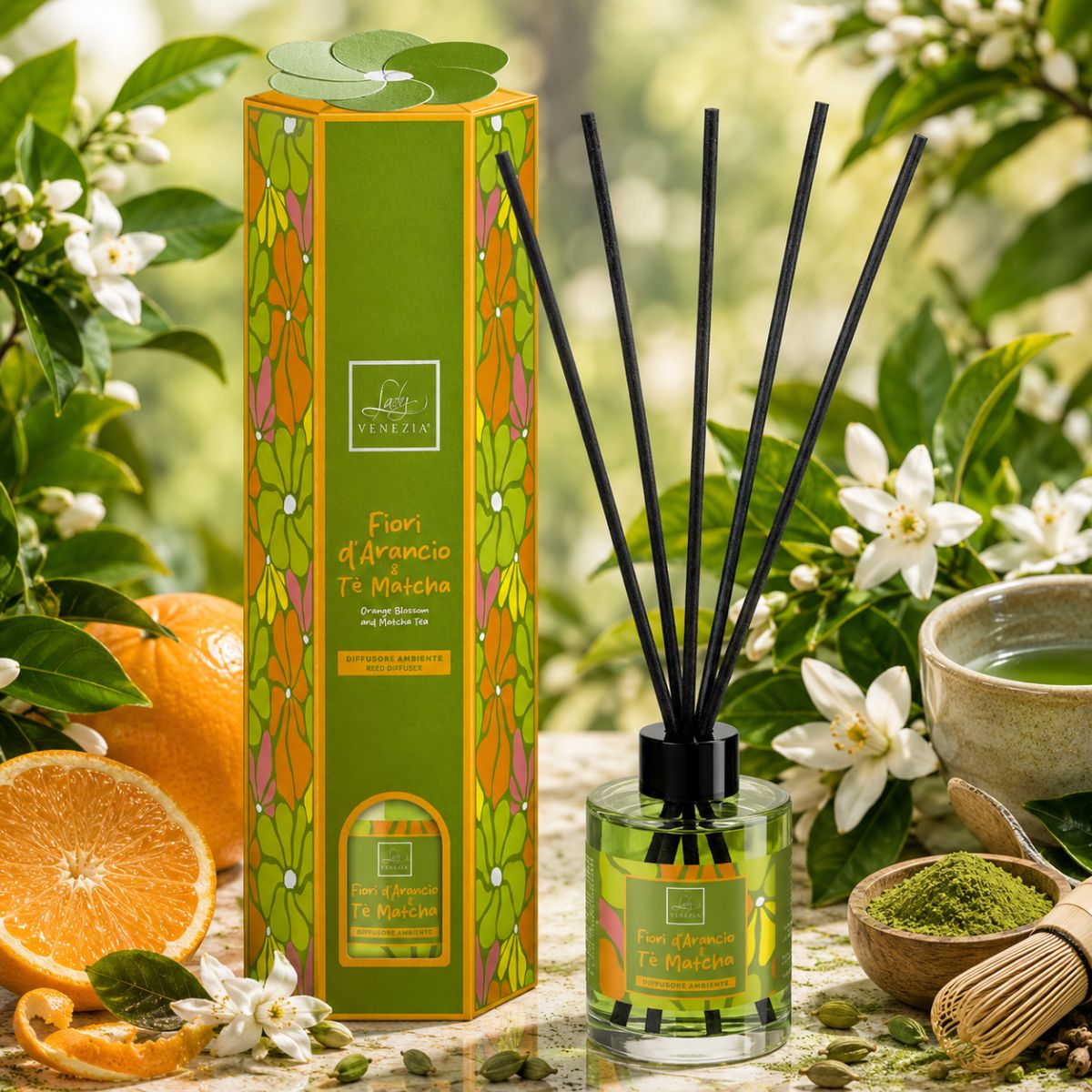 LADY VENEZIA BLOOM DIFFUSORE AMBIENTE - Fiori D'Arancio & Tè Matcha 140ml
