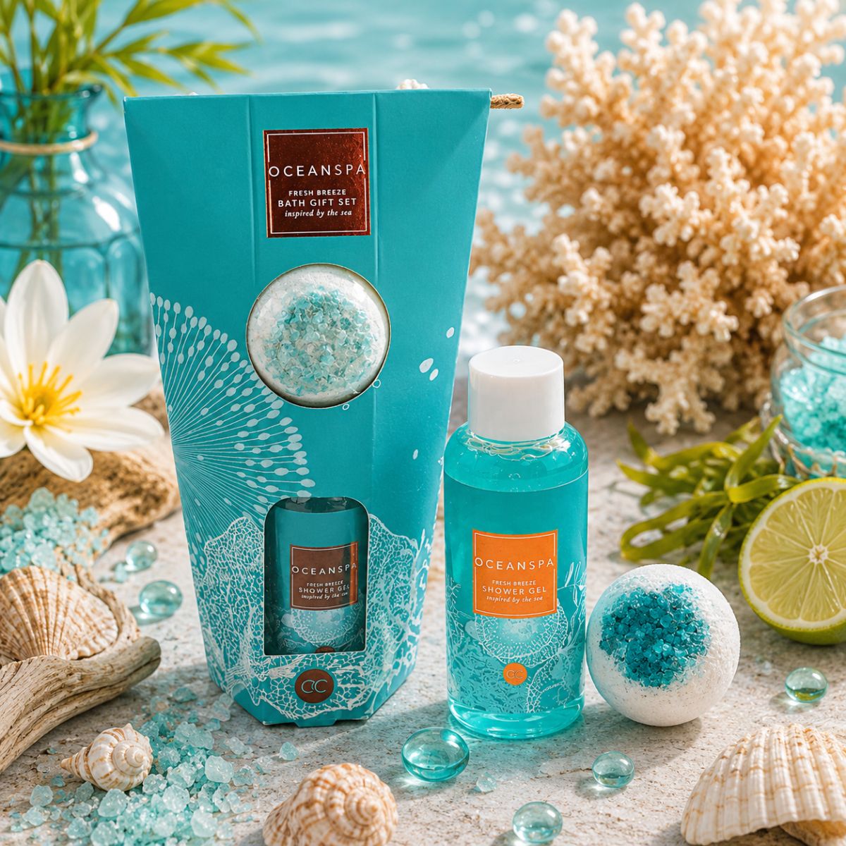 ACCENTRA OCEANSPA BATH GIFT SET FRESH BREEZE - Shower Gel 100ml + Bath Fizzer 50g