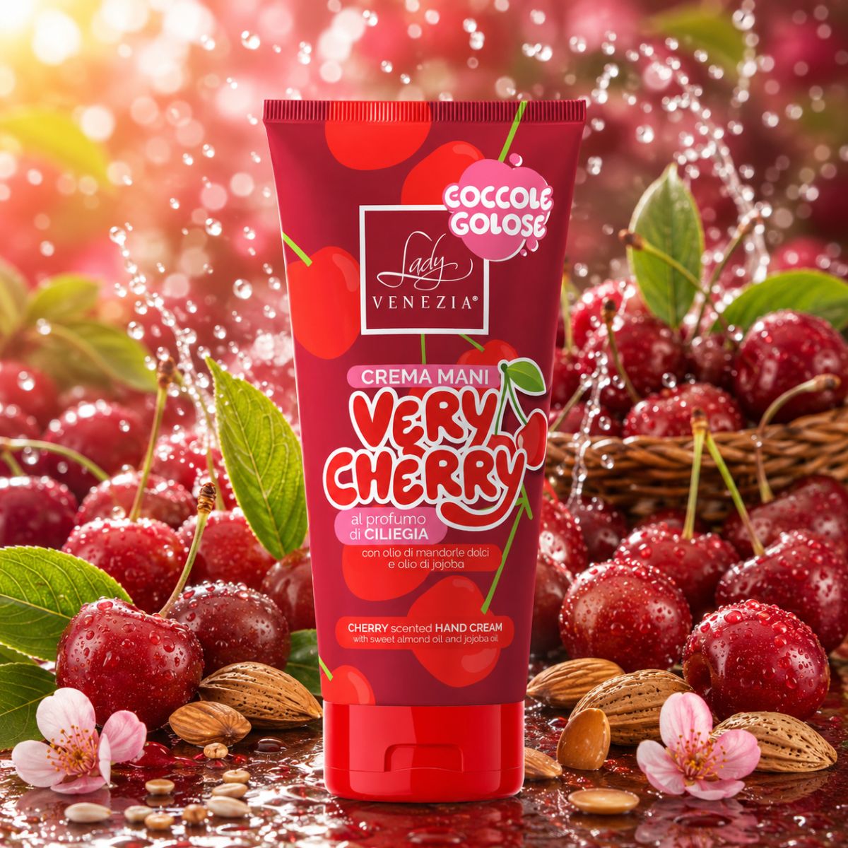 LADY VENEZIA COCCOLE GOLOSE CREMA MANI VERY CHERRY - Al Profumo Di Ciliegia, Con Olio Di Mandorle e Jojoba 100ml