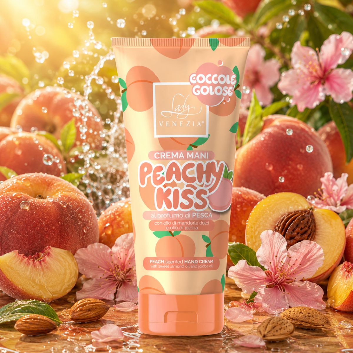 LADY VENEZIA COCCOLE GOLOSE CREMA MANI PEACHY KISS - Al Profumo Di Pesca, Con Olio Di Mandorle e Jojoba 100ml