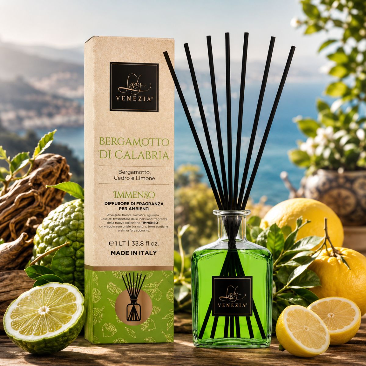 LADY VENEZIA DIFFUSORE AMBIENTE BERGAMOTTO DI CALABRIA - Bergamotto,Cedro e Limone 1000ml