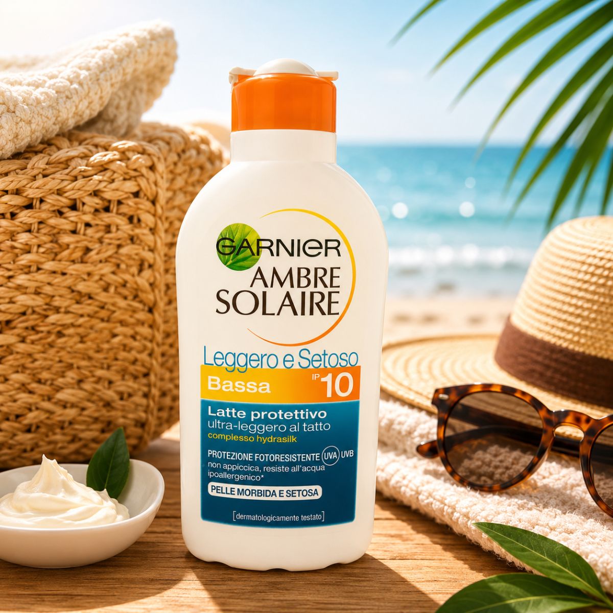 GARNIER AMBRE SOLAIRE LATTE PROTETTIVO LEGGERO E SETOSO SPF 10 - Pelle Morbida e Setosa 200ml