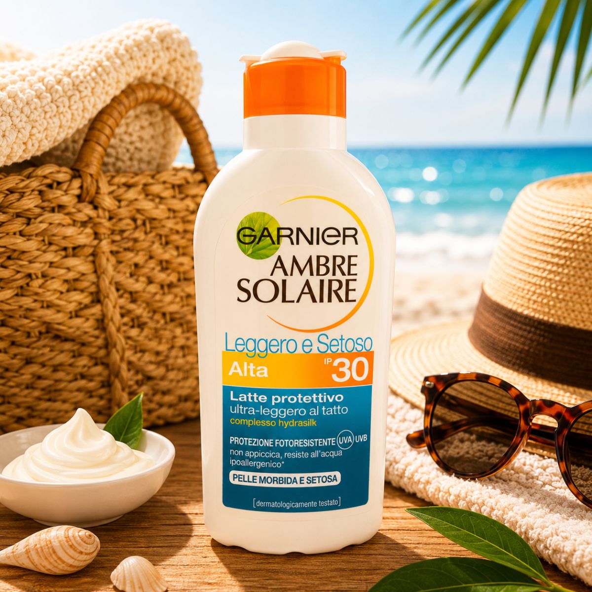 GARNIER AMBRE SOLAIRE LATTE PROTETTIVO LEGGERO E SETOSO SPF 30 - Pelle Morbida e Setosa 200ml