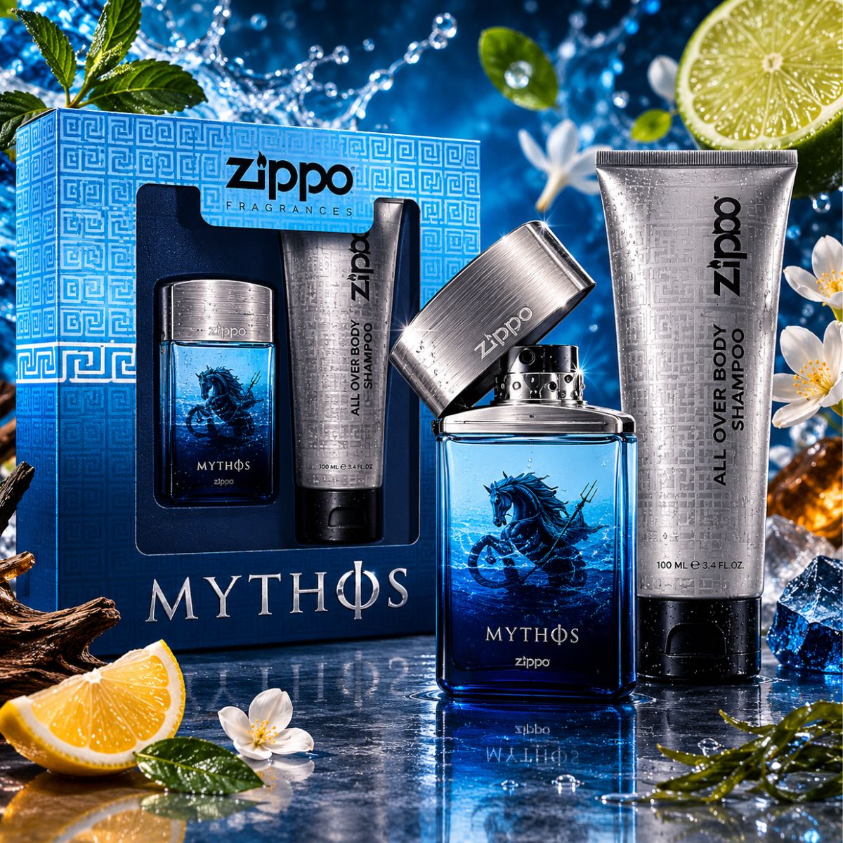 ZIPPO MYTHOS UOMO - Cofanetto Regalo Eau de Toilette 40 ml + All Over Body Shampoo 100 ml - Liquidò