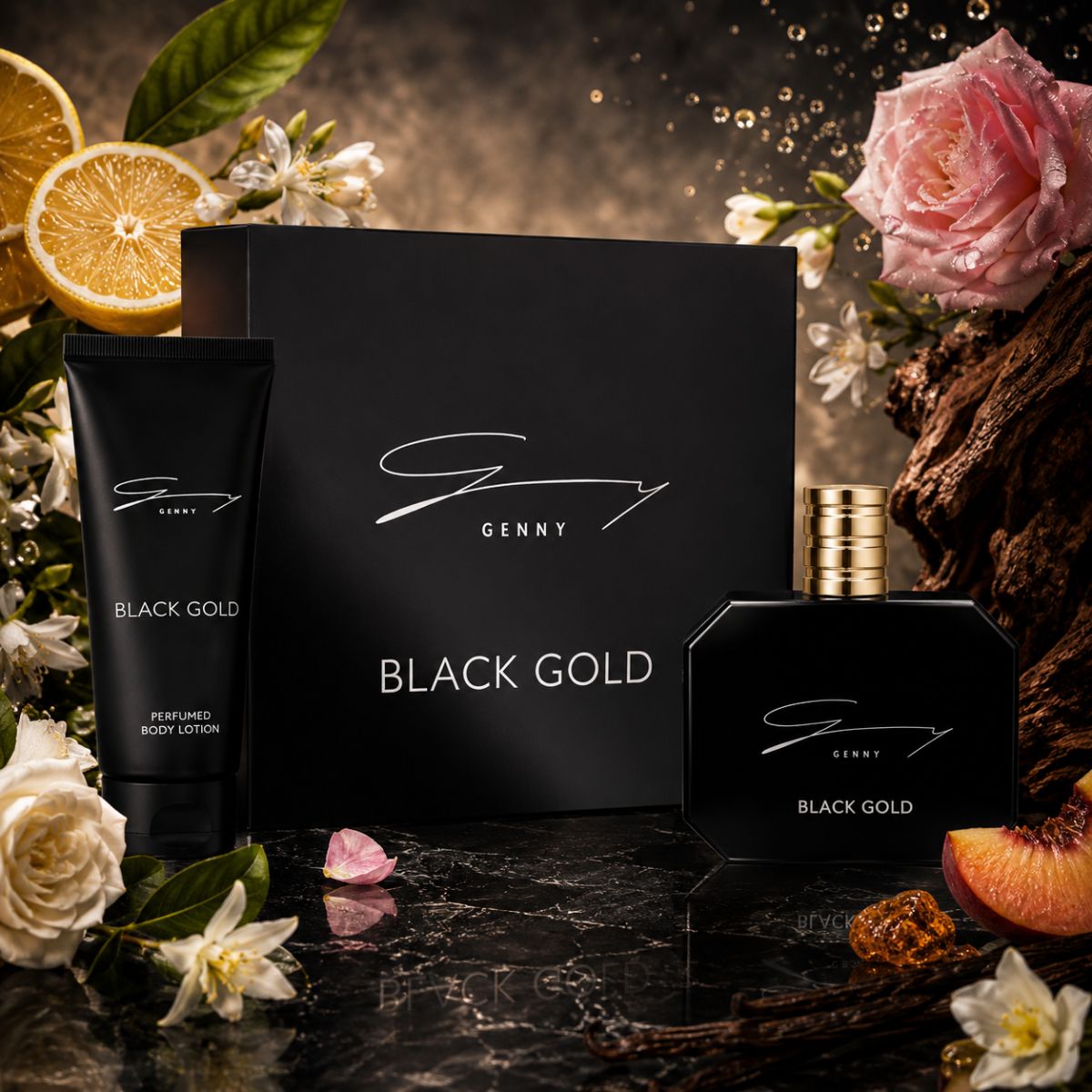GENNY BLACK GOLD GIFT SET - Eau De Toilette 100ml + Body Lotion 100ml - Liquidò