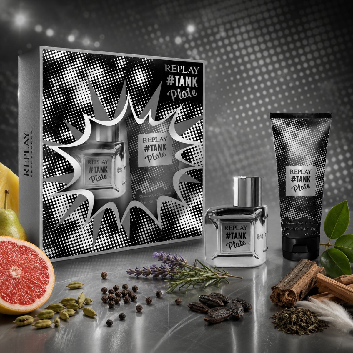 REPLAY TANK PLATE - Set Regalo Uomo Edt 30ml + Gel Doccia 100ml - Liquidò