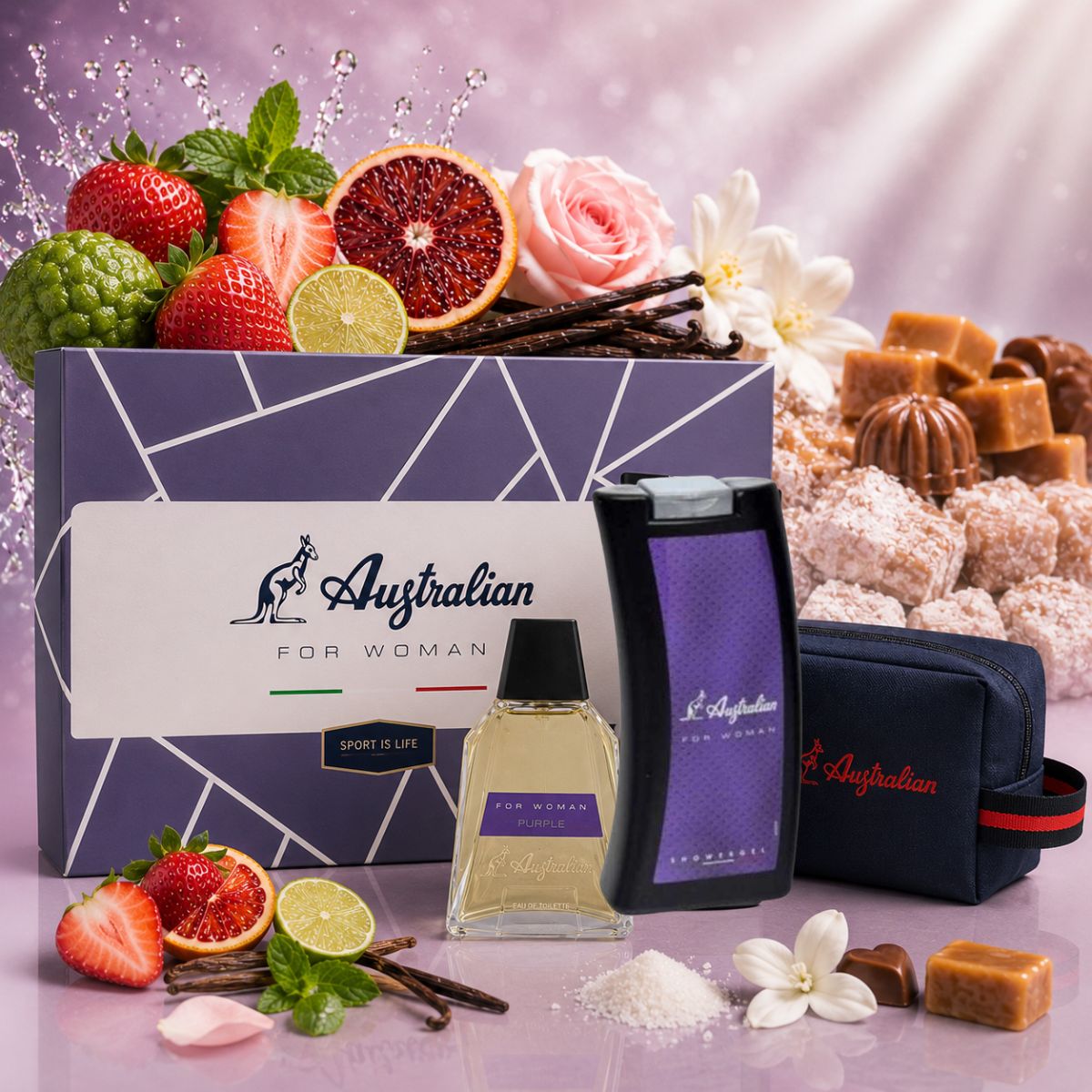 AUSTRALIAN FOR WOMAN - Donna Eau de Toilette 100 ml + Doccia Gel 250 ml + Borsello - Liquidò