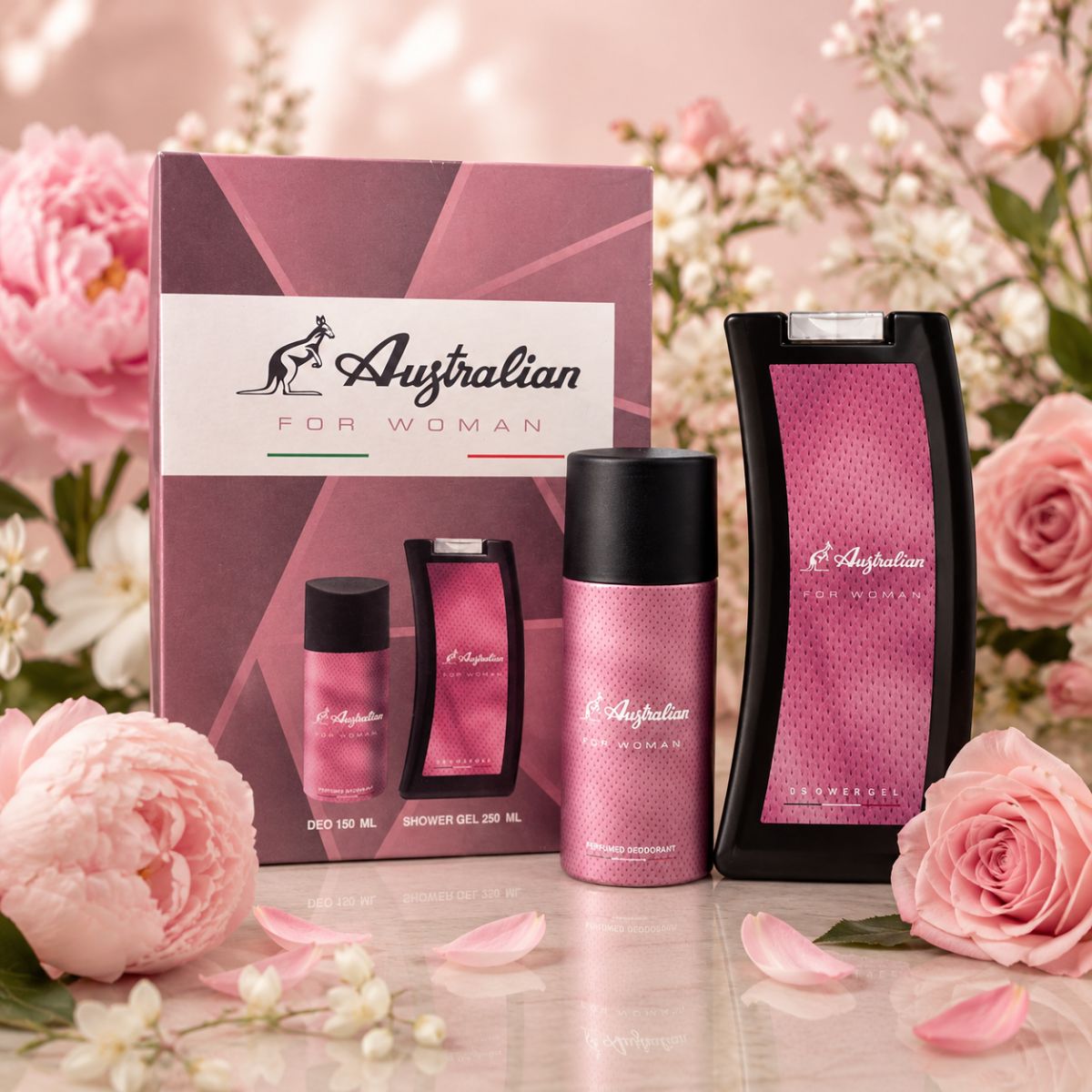 AUSTRALIAN ROSA FOR WOMAN SET - Donna Shower Gel 250ml + Deo 150ml - Liquidò