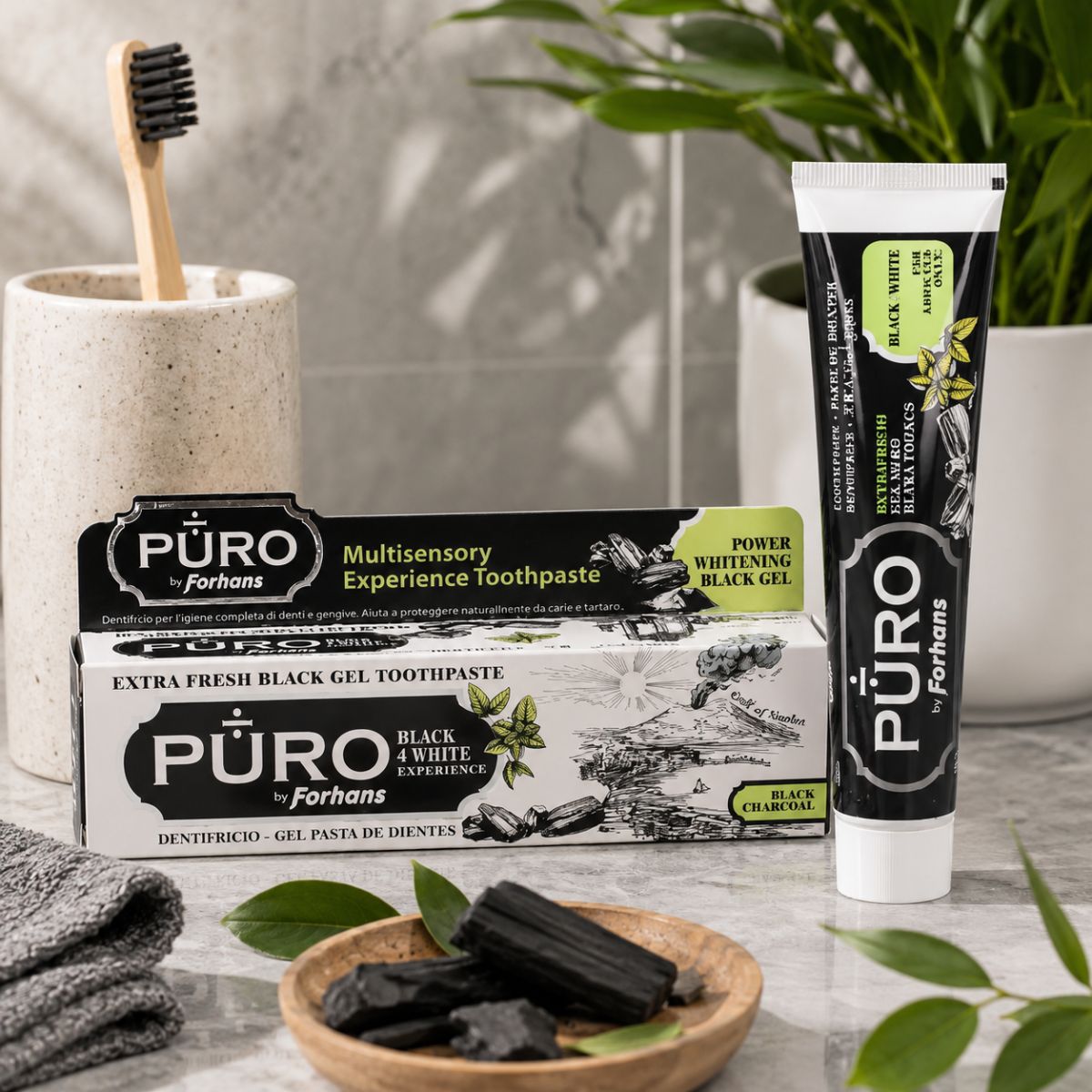 PURO BY FORHANS BLACK 4 WHITE EXPERIENCE - Dentifricio Ultra Sbiancante 75 ml - Liquidò