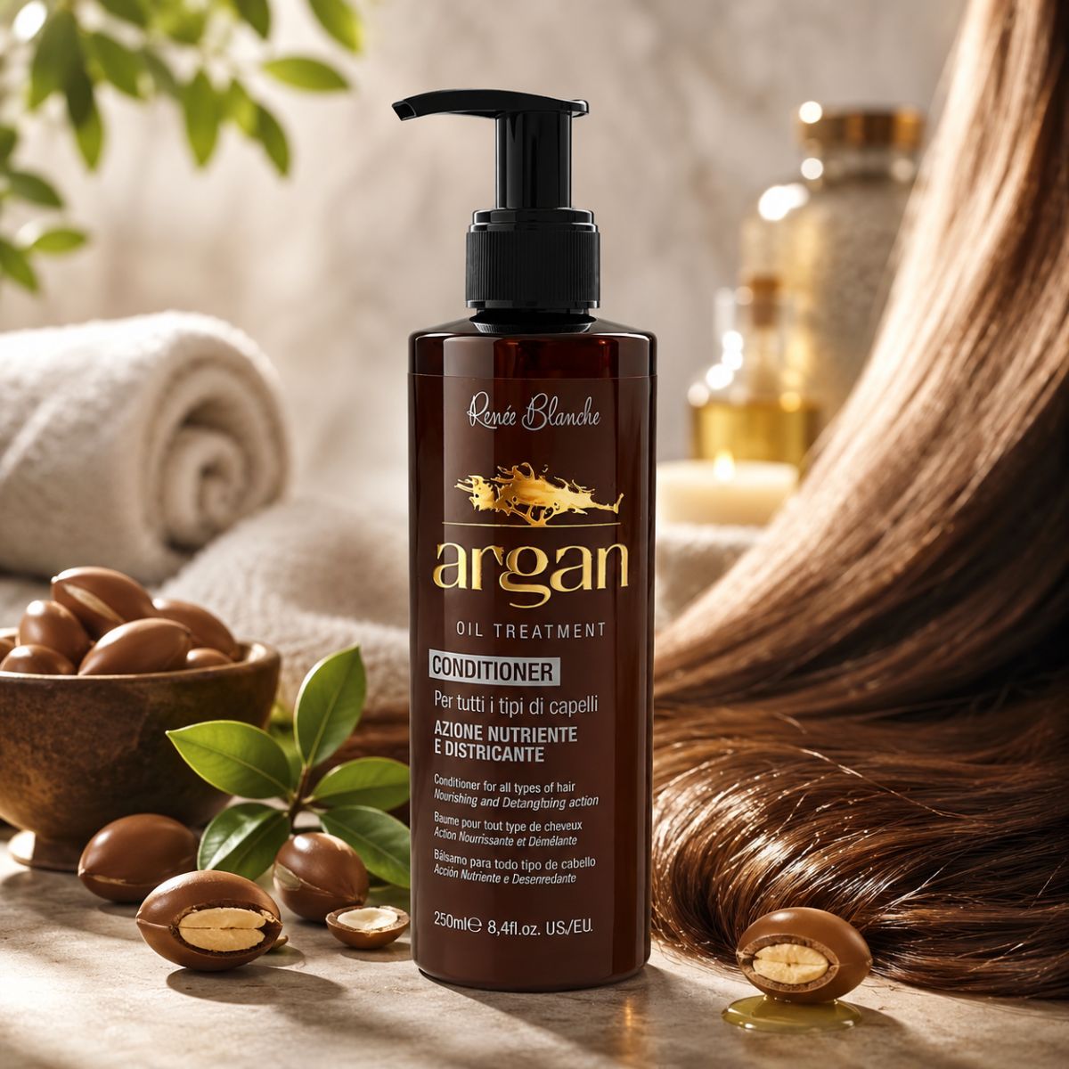 RENEE' BLANCHE ARGAN OIL TREATMENT CONDITIONER - Per Tutti i Tipi Di Capelli, Nutriente e Districante 250ml