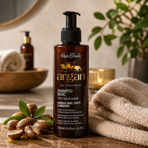 RENEE' BLANCHE ARGAN OIL TREATMENT SHAMPOO BASIC - Per Tutti i Tipi Di Capelli, Capelli Sani e Forti 250ml - Liquidò