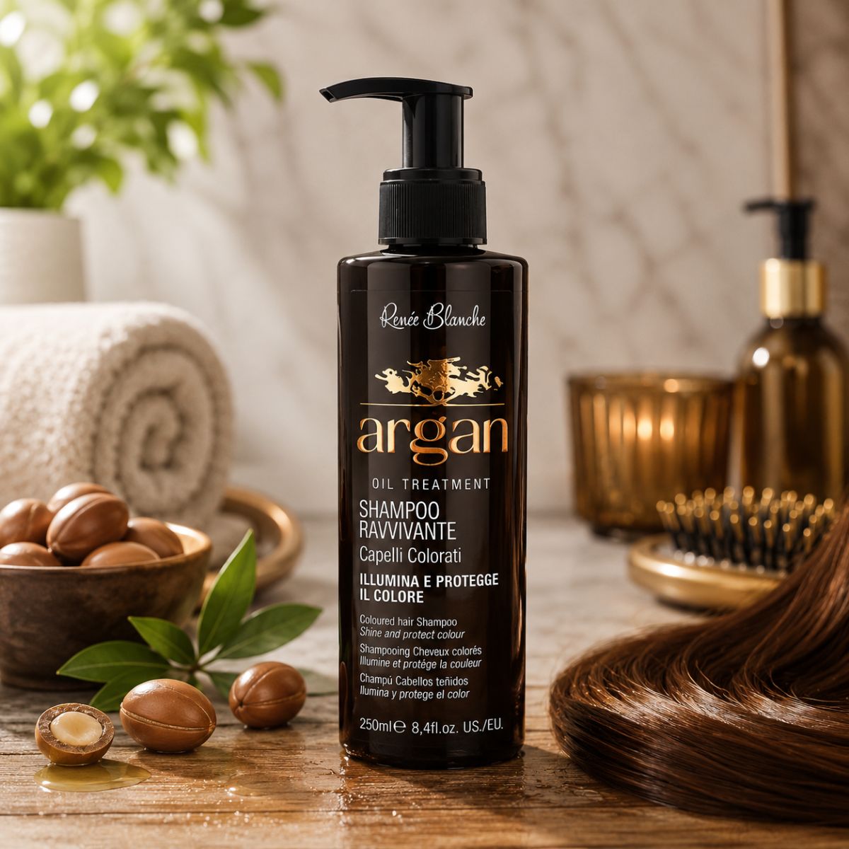 RENEE' BLANCHE ARGAN OIL TREATMENT SHAMPOO RAVVIVANTE - Per Capelli Colorati, Illumina e Protegge Il Colore 250ml