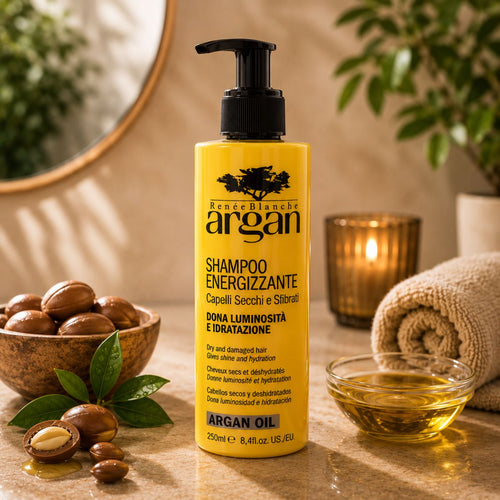 RENEE' BLANCHE ARGAN SHAMPOO ENERGIZZANTE CAPELLI SECCHI E SFIBRATI - Illumina e Protegge Il Colore 250ml - Liquidò