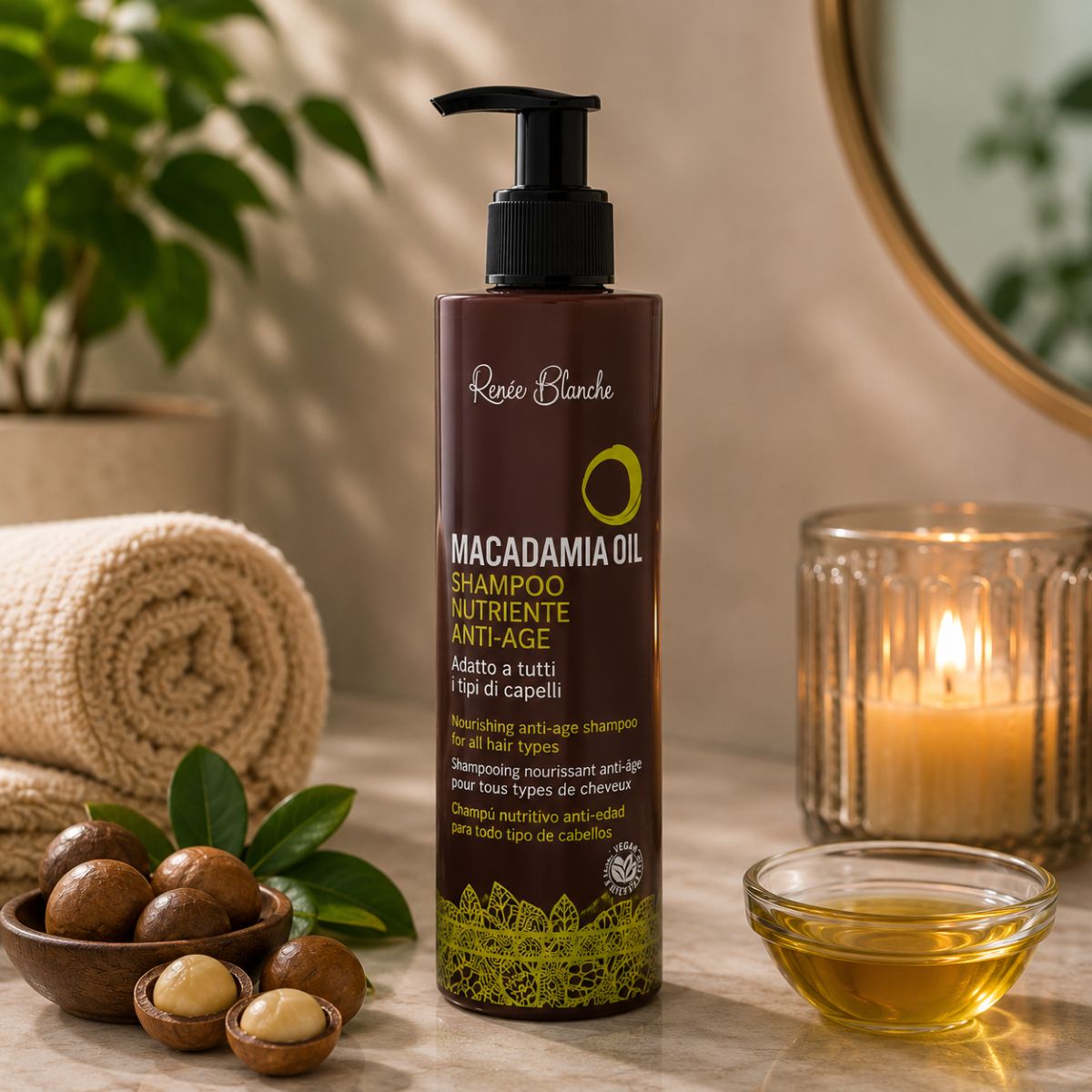 RENEE' BLANCHE MACADAMIAOIL SHAMPOO NUTRIENTE ANTI-AGE - Adatto a Tutti i Tipi Di Capelli 250ml