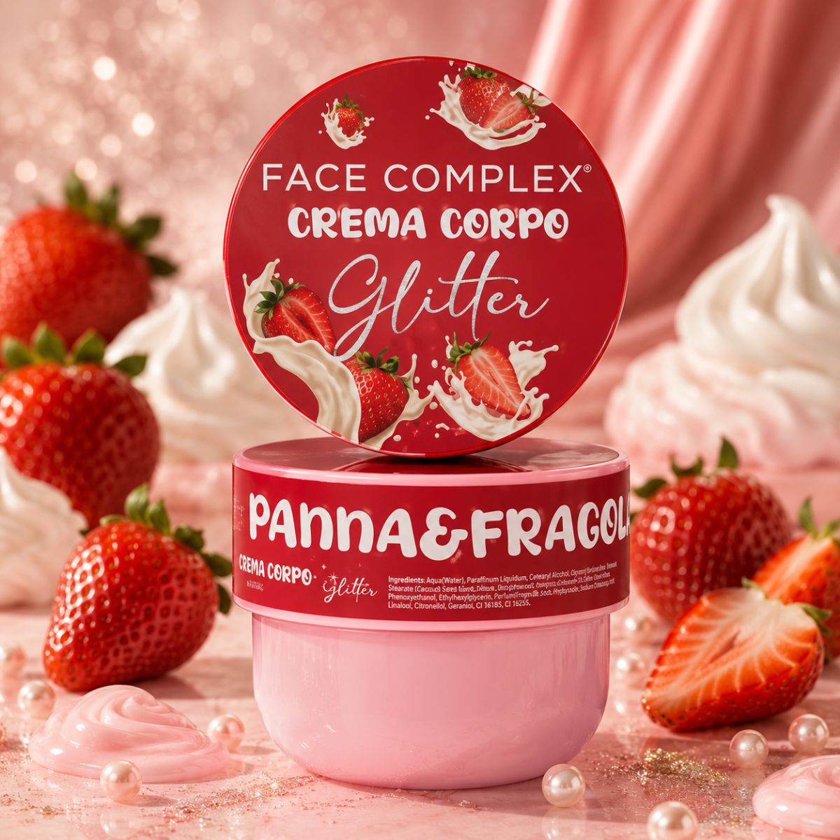 FACE COMPLEX CREMA CORPO GLITTER - Panna & Fragola 300ml