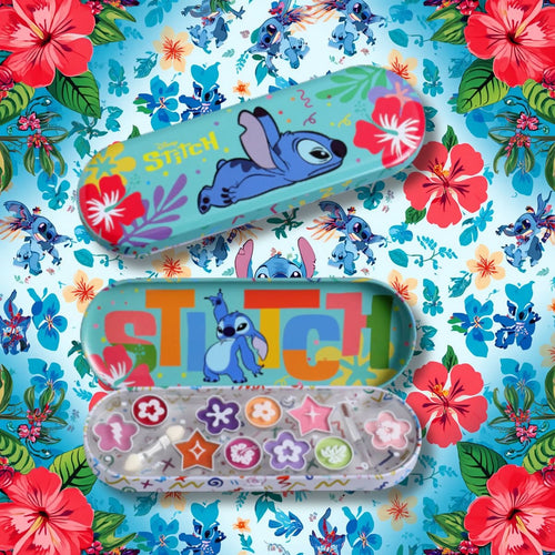 DISNEY STITCH MAKE UP TIN - 5 Ombretti in Polvere, 5 Lucidalabbra e 2 Applicatori - Liquidò