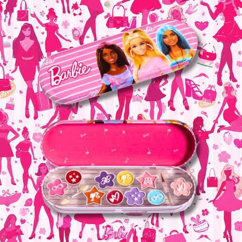 BARBIE MAKE UP TIN - 5 Ombretti in Polvere, 5 Lucidalabbra e 2 Applicatori - Liquidò