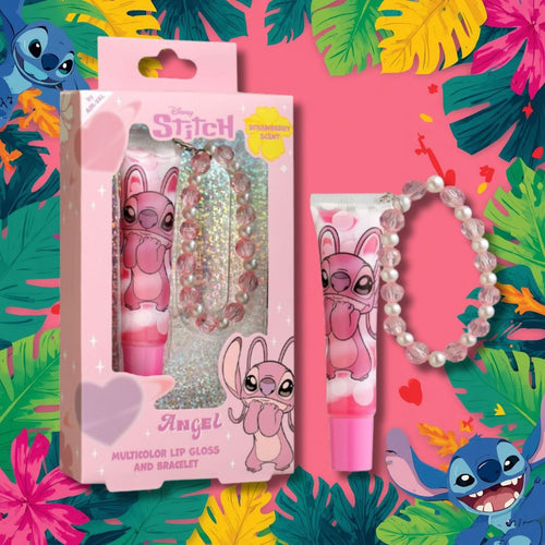 DISNEY STITCH ANGEL MULTICOLOR LIP GLOSS AND BRACELET - Lip Gloss + Braccialetto Con Perline - Liquidò