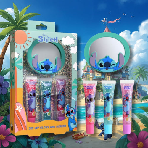 DISNEY STITCH SET LIP GLOSS AND MIRROR - 3 Gloss + 1 specchio - Liquidò
