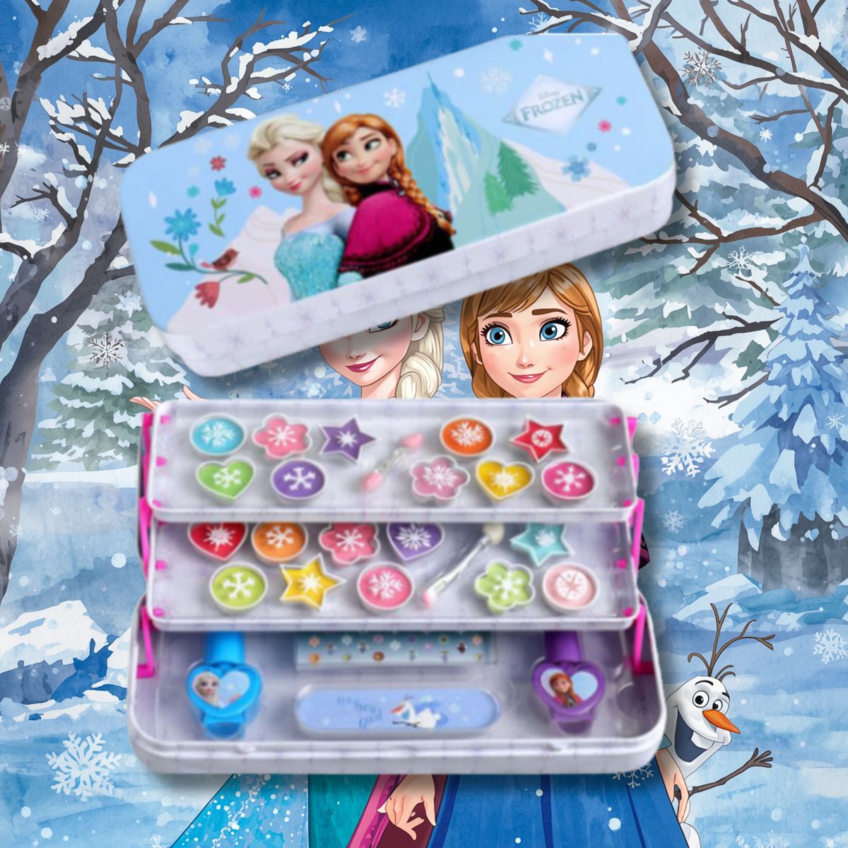 DISNEY FROZEN MAKE UP TIN - 3 Vassoi Pieghevoli