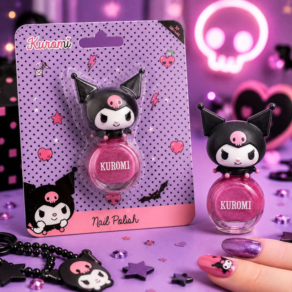 KUROMI SMALTO UNGHIE 3D FUCSIA GLITTER - Kuromi Beauty