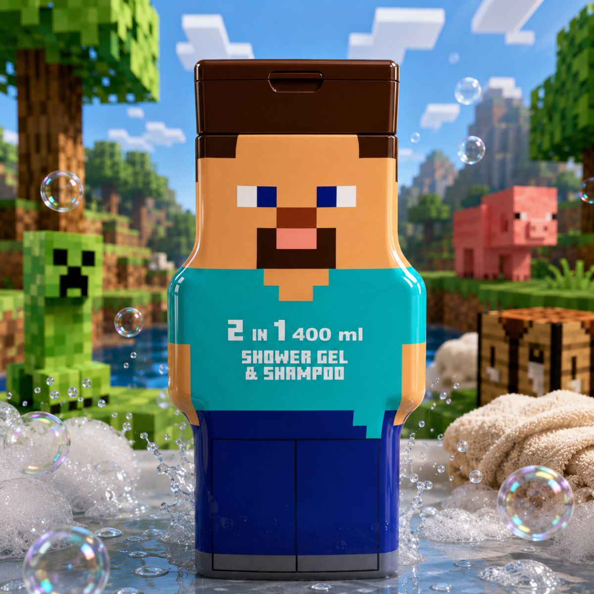 MINECRAFT GEL DOCCIA & SHAMPOO 2in1 - Flacone Collezionabile Minecraft 400ml