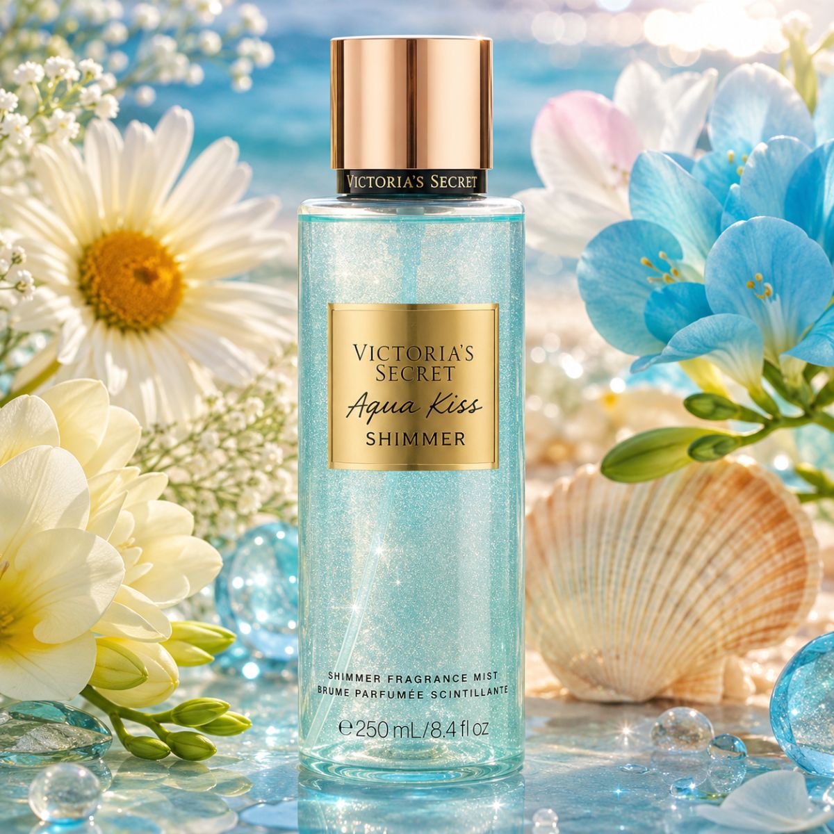 VICTORIA SECRET'S AQUA KISS SHIMMER BODY MIST - Profumo Corpo Con Glitter 250ml