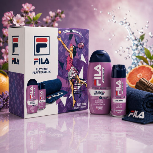 FILA COFANETTO DONNA PLAY FAIR PLAY FEARLESS - Deodorante Spray 150ml + Telo Fitness + Gel Doccia 250ml - Liquidò