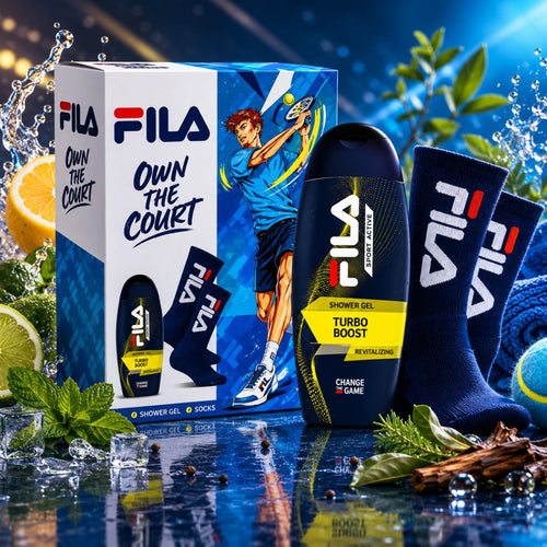 FILA COFANETTO UOMO OWN THE COURT - Shower Gel 250ml + Calze Fila - Liquidò