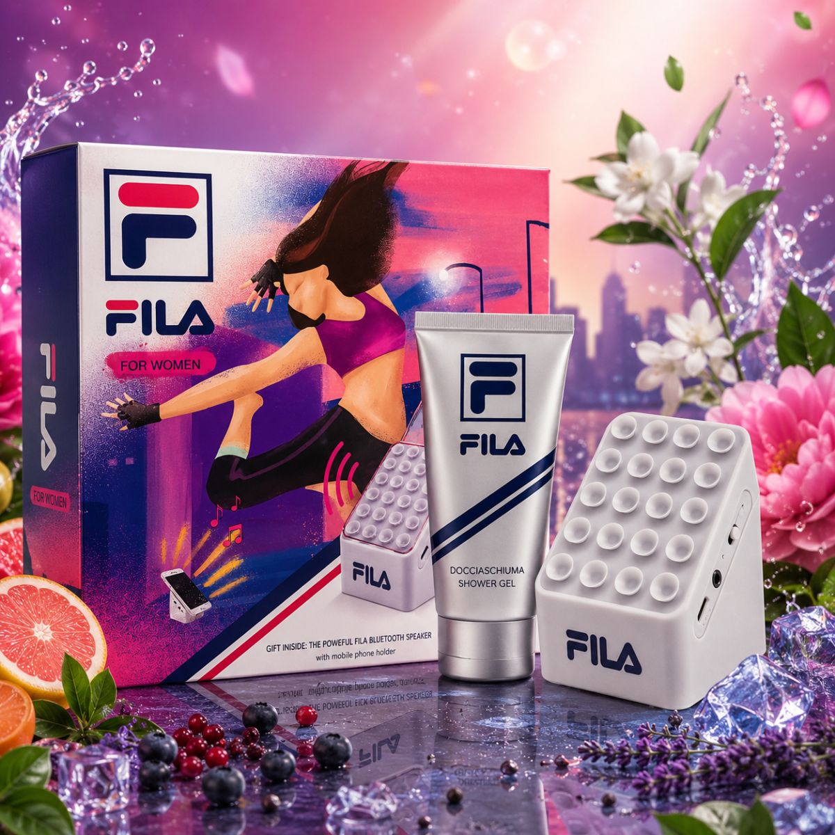 FILA COFANETTO DONNA - Gel Doccia 200ml + Cassa Fila Bluetooth Speaker