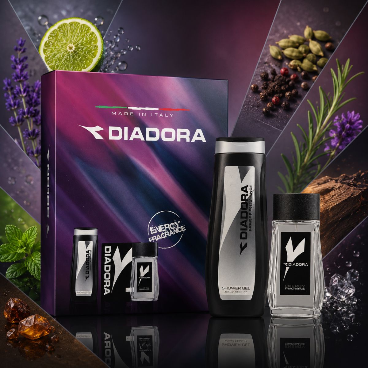 DIADORA ENERGY FRAGRANCE  CONFEZIONE UOMO - Eau de Parfum 100 ml + Shower Gel 400 ml