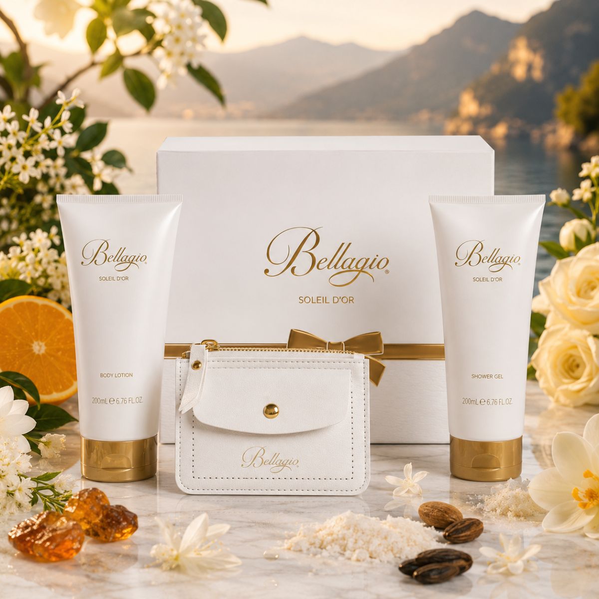 BELLAGIO SOLEIL D'OR | Confezione Regalo - Shower Gel 200ml + Body Lotion 200ml + Portamonete