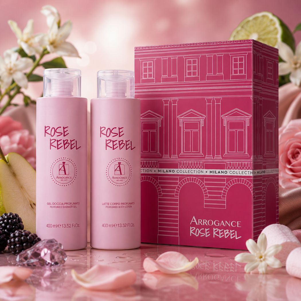 ARROGANCE ROSE REBEL MILANO COLLECTION COFANETTO - Gel Doccia 400 ml + Latte Corpo 400 ml