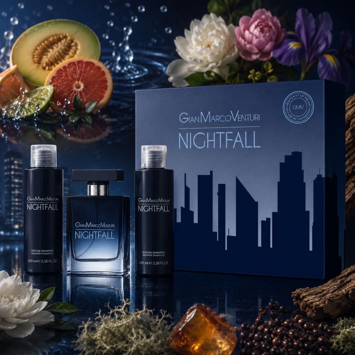 GIAN MARCO VENTURI NIGHTFALL COFANETTO - Eau de Parfum 50 ml + 2 Doccia Shampoo 100 ml