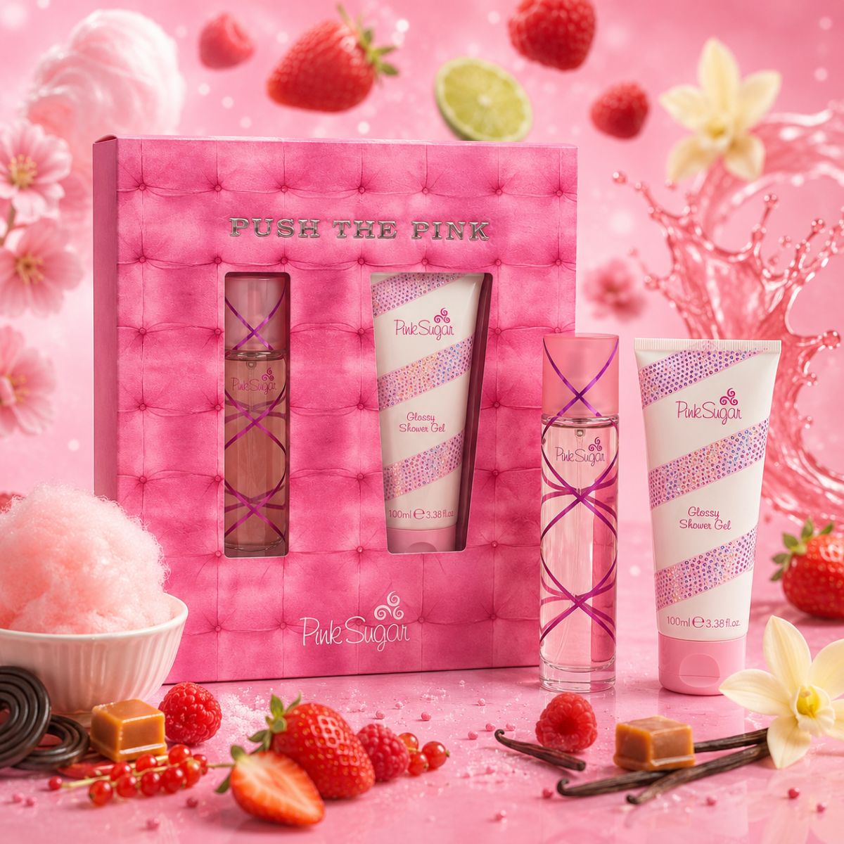 AQUOLINA PINK SUGAR - Cofanetto Push The Pink | EDT 30ml + Glossy Shower Gel 100ml - Liquidò