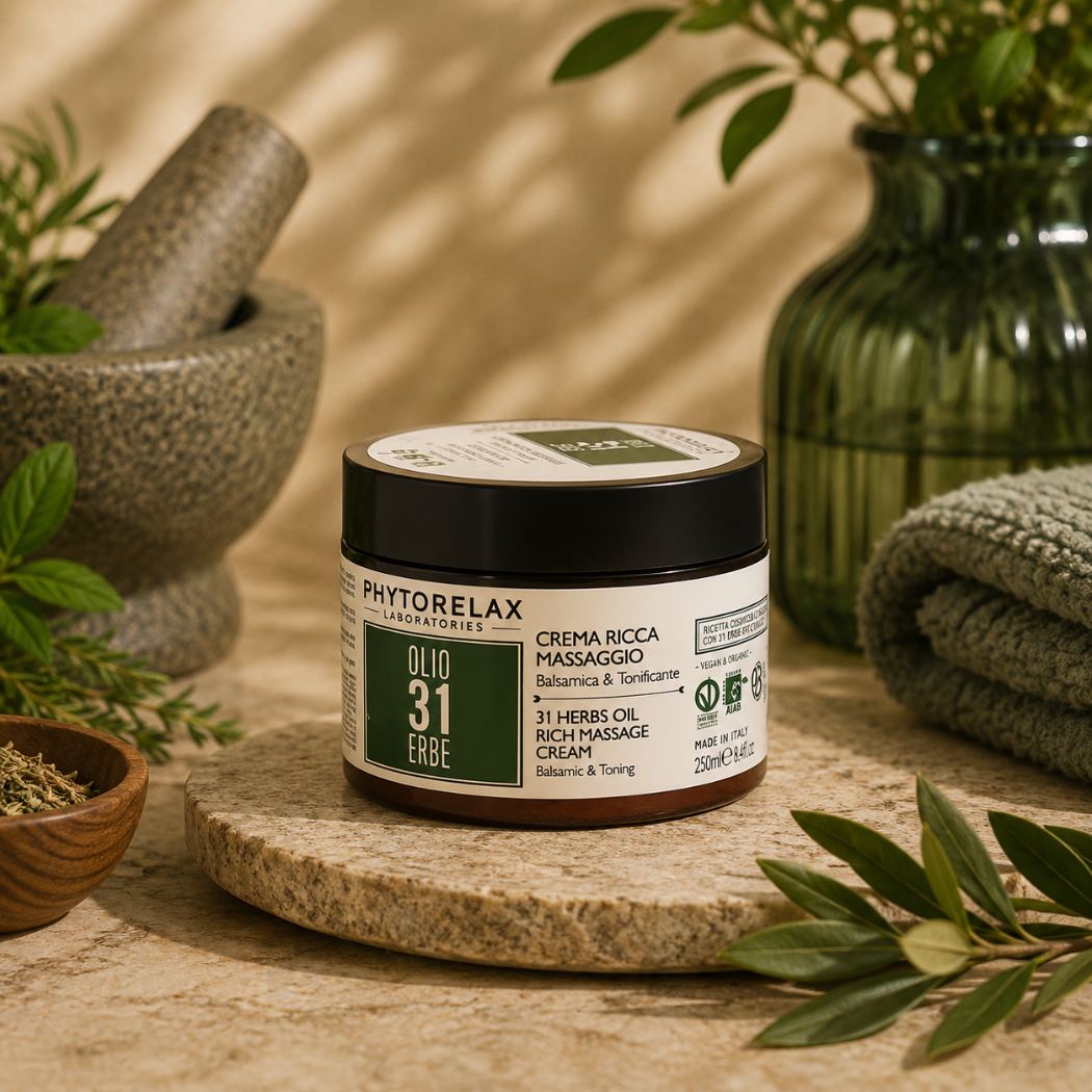 PHYTORELAX - Crema ricca massaggio balsamica & tonificante olio 31 erbe - Liquidò