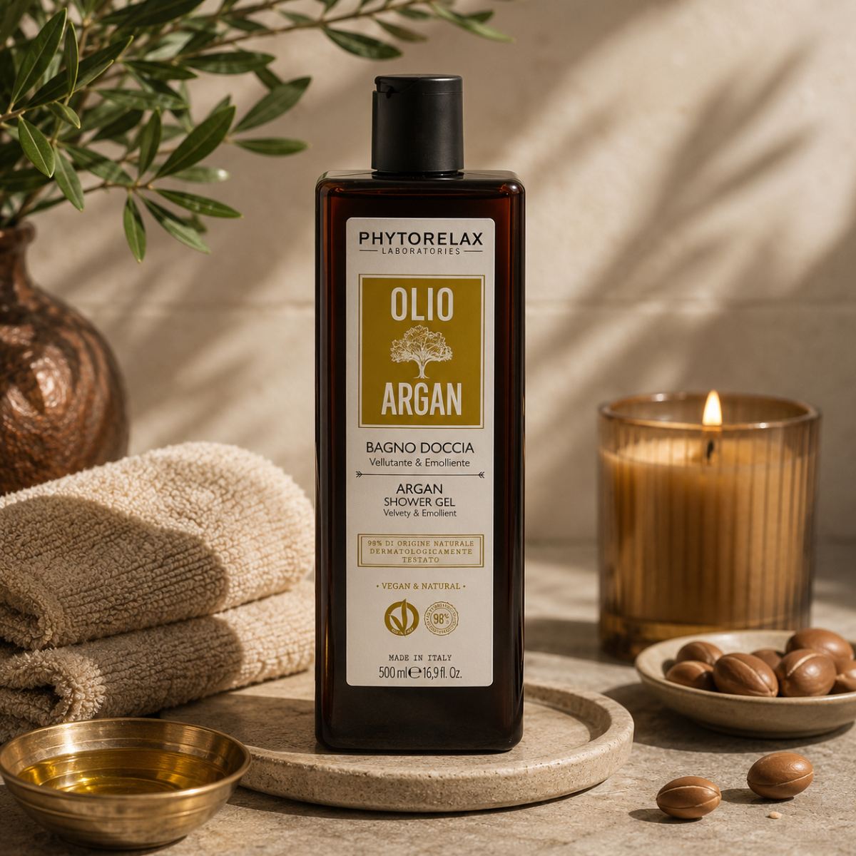 PHYTORELAX OLIO DI ARGAN - Bagno Doccia Vellutante & Emolliente 500 ml