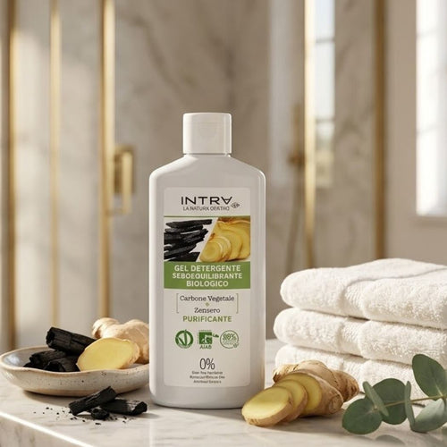 INTRA - Gel Detergente Viso Bio Purificante Carbone Vegetale e Zenzero 200ml - Liquidò