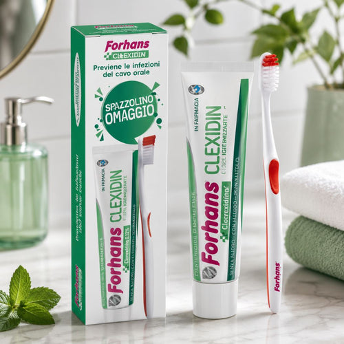 FORHANS CLEXIDIN 0.12% - Dentifricio Gel Igienizzante 75 ml + Spazzolino Omaggio - Liquidò