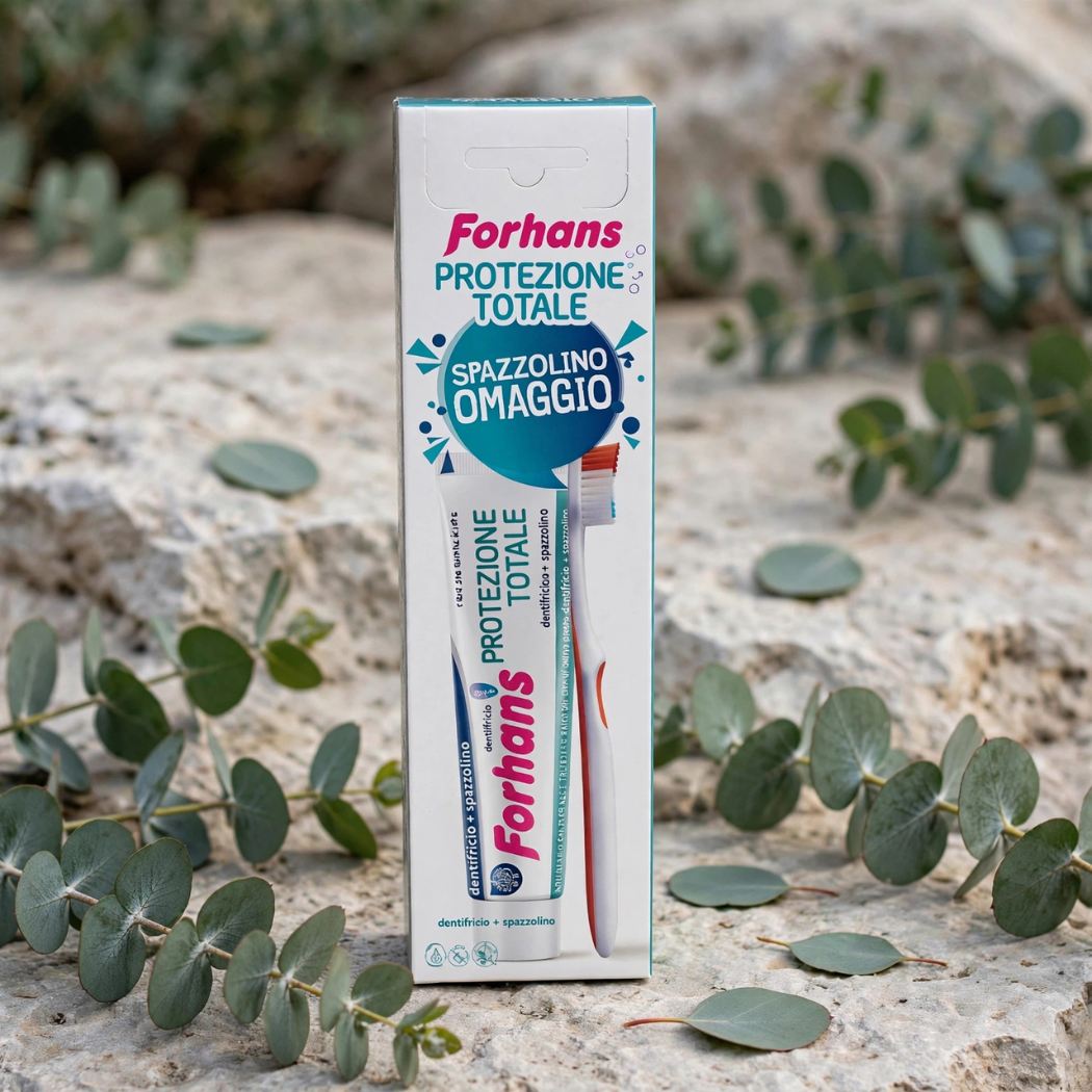 FORHANS PROTEZIONE TOTALE - Dentifricio Multi-Azione Protezione Totale 75 ml + Spazzolino Omaggio - Liquidò