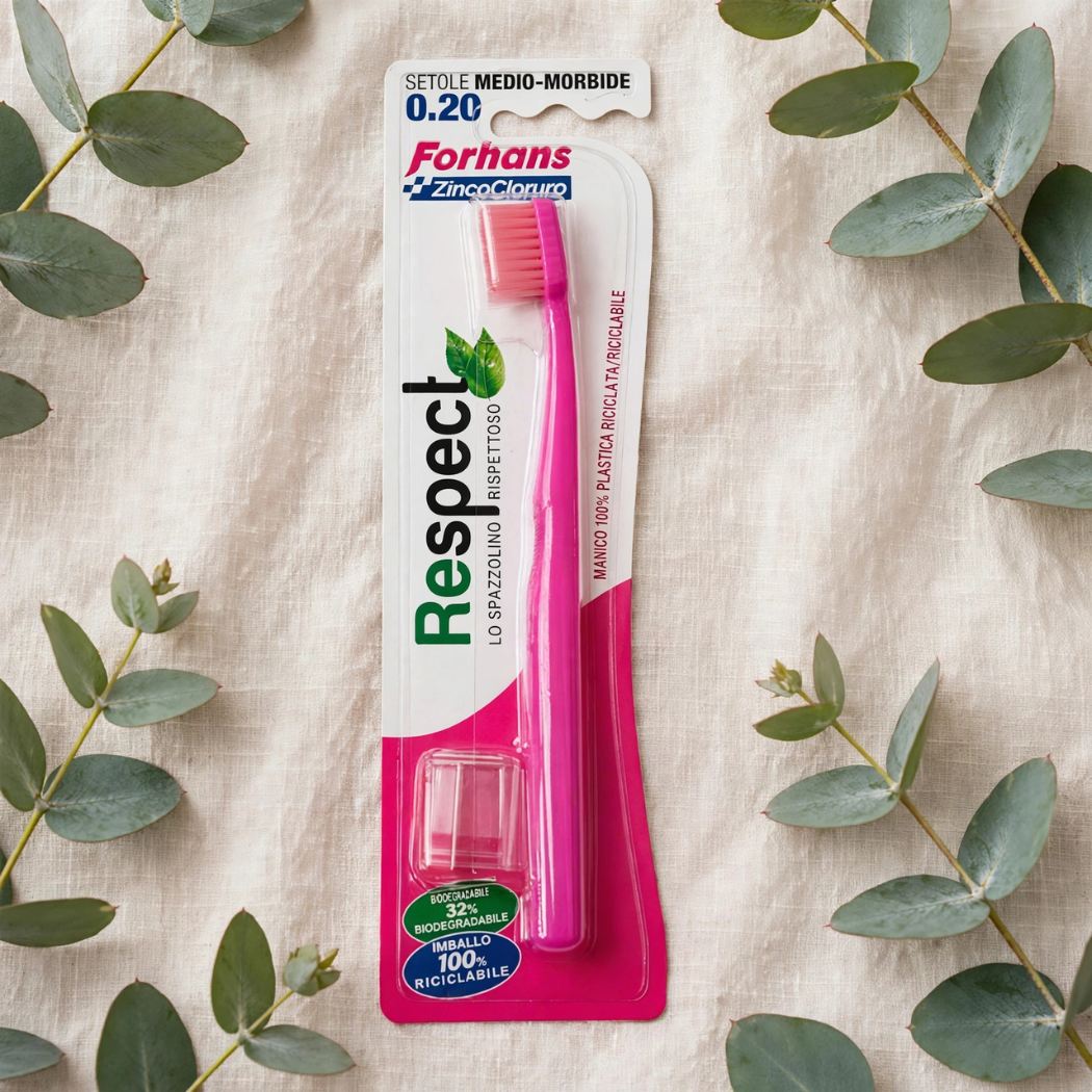FORHANS RESPECT 0.20 - Spazzolino Manuale Medio Morbido Eco-Friendly