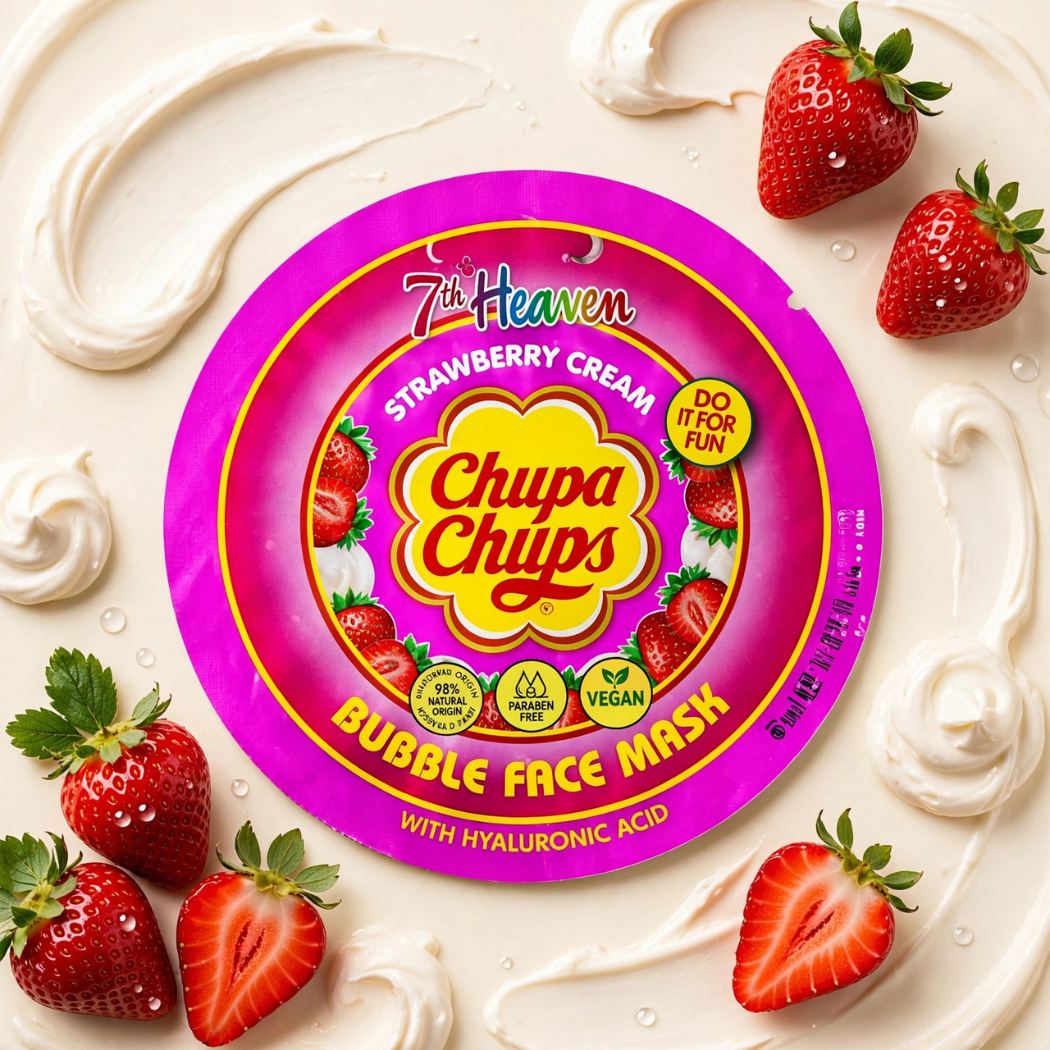 CHUPA CHUPS FRAGOLA E PANNA | Maschera Viso Effervescente – Idratante 8ml