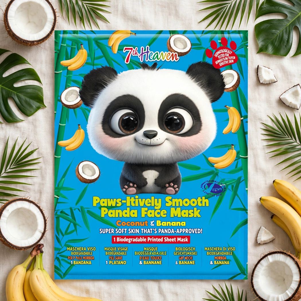 7TH HEAVEN PAWS-ITIVELY SMOOTH PANDA FACE MASK - Maschera Viso in Tessuto Cocco & Banana - Liquidò