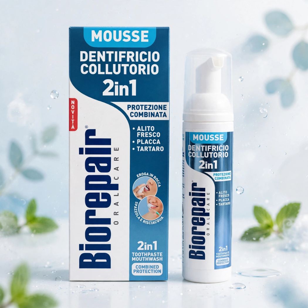 BIOREPAIR MOUSSE DENTIFRICIO COLLUTTORIO 2in1 - Protezione Combinata 75ml