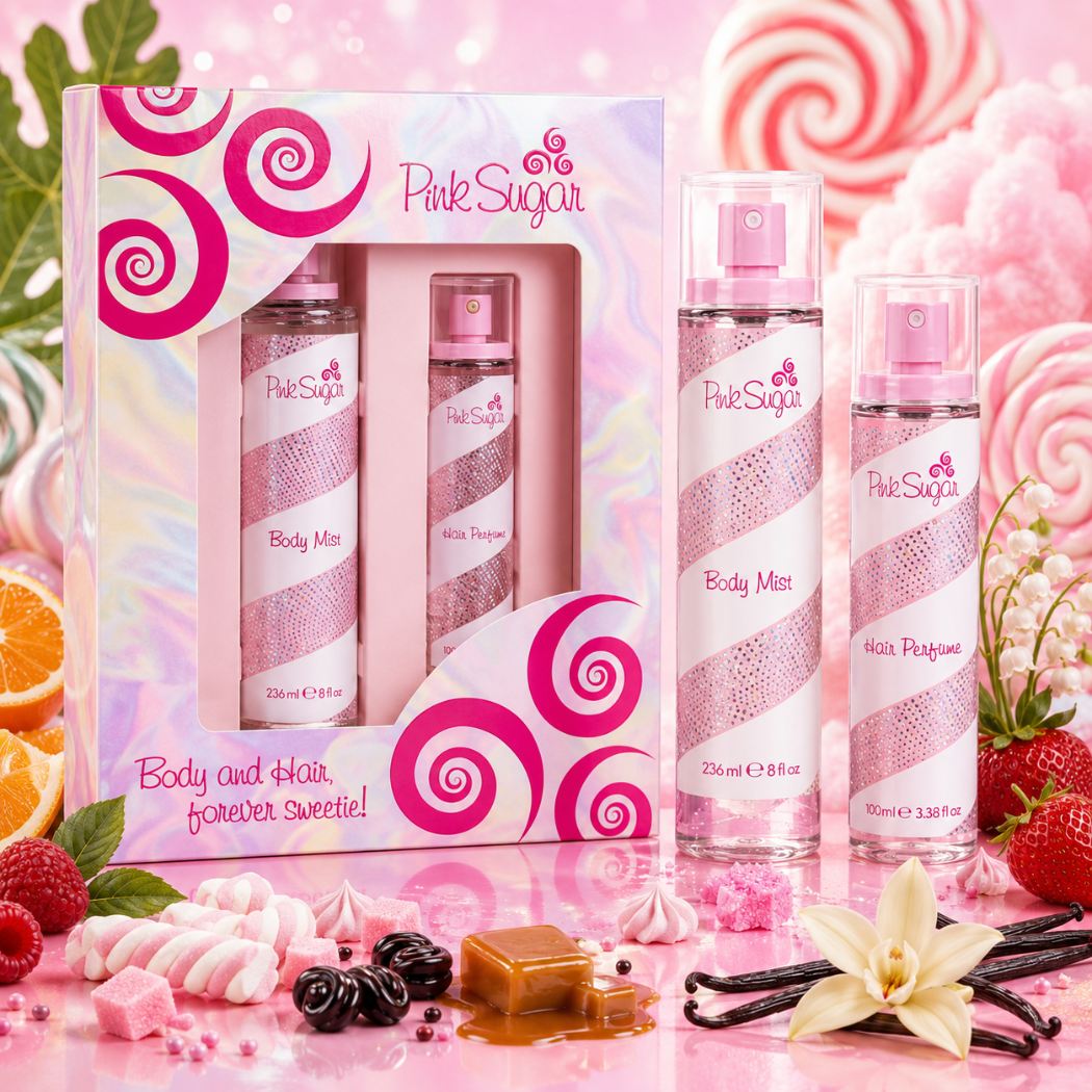 AQUOLINA PINK SUGAR COFANETTO - Body Mist 236ml + Hair Perfume 100ml