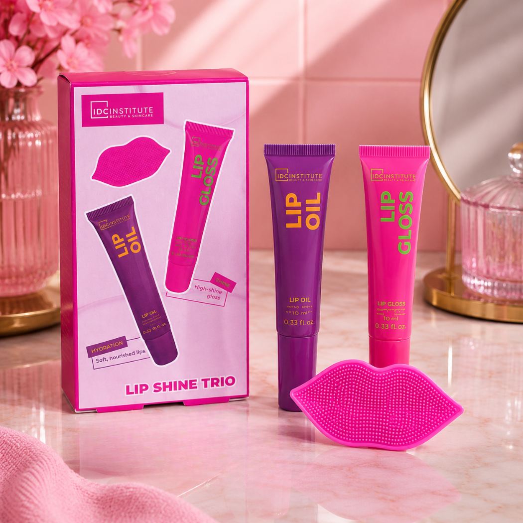 IDC INSTITUTE LIP SHINE TRIO - Lip Oil 10ml + Lip Gloss 10ml + Lip Pad in silicone